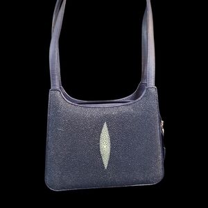 Navy Stingray-Accent Shoulder Bag by